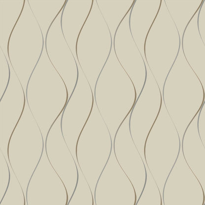 Dazzling Dimensions Volume II Wavy Stripe Wallpaper - Beige