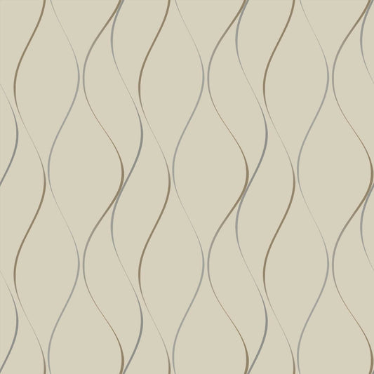 Antonina Vella Dazzling Dimensions Wavy Stripe Wallpaper - Beige