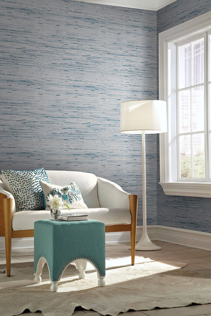 Grasscloth Resource Library Lustrous Grasscloth Wallpaper - Blue & Gray
