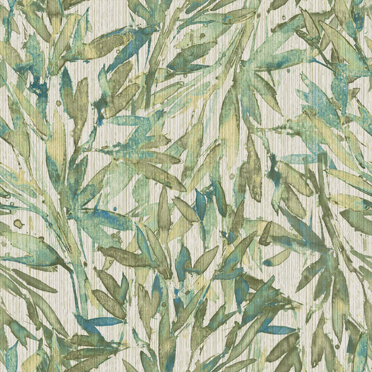 Y6230705 Rainforest Leaves Wallpaper Antonina Vella Teal Green