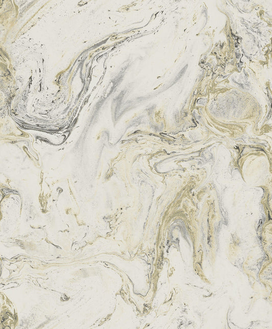 Y6231201 Oil Marble Wallpaper Antonina Vella White Black Gold