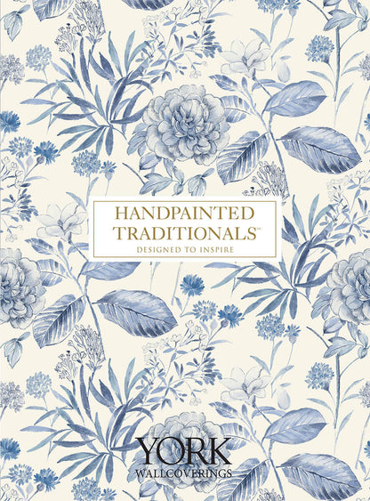 Handpainted Traditionals Midsummer Floral Wallpaper - Blue
