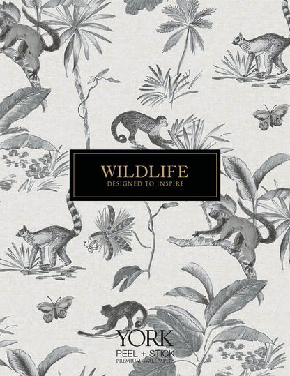 Wildlife Cat Tails Peel & Stick Wallpaper - Black