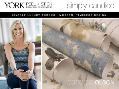 Simply Candice High Tide Peel & Stick Wallpaper - Taupe & Blue