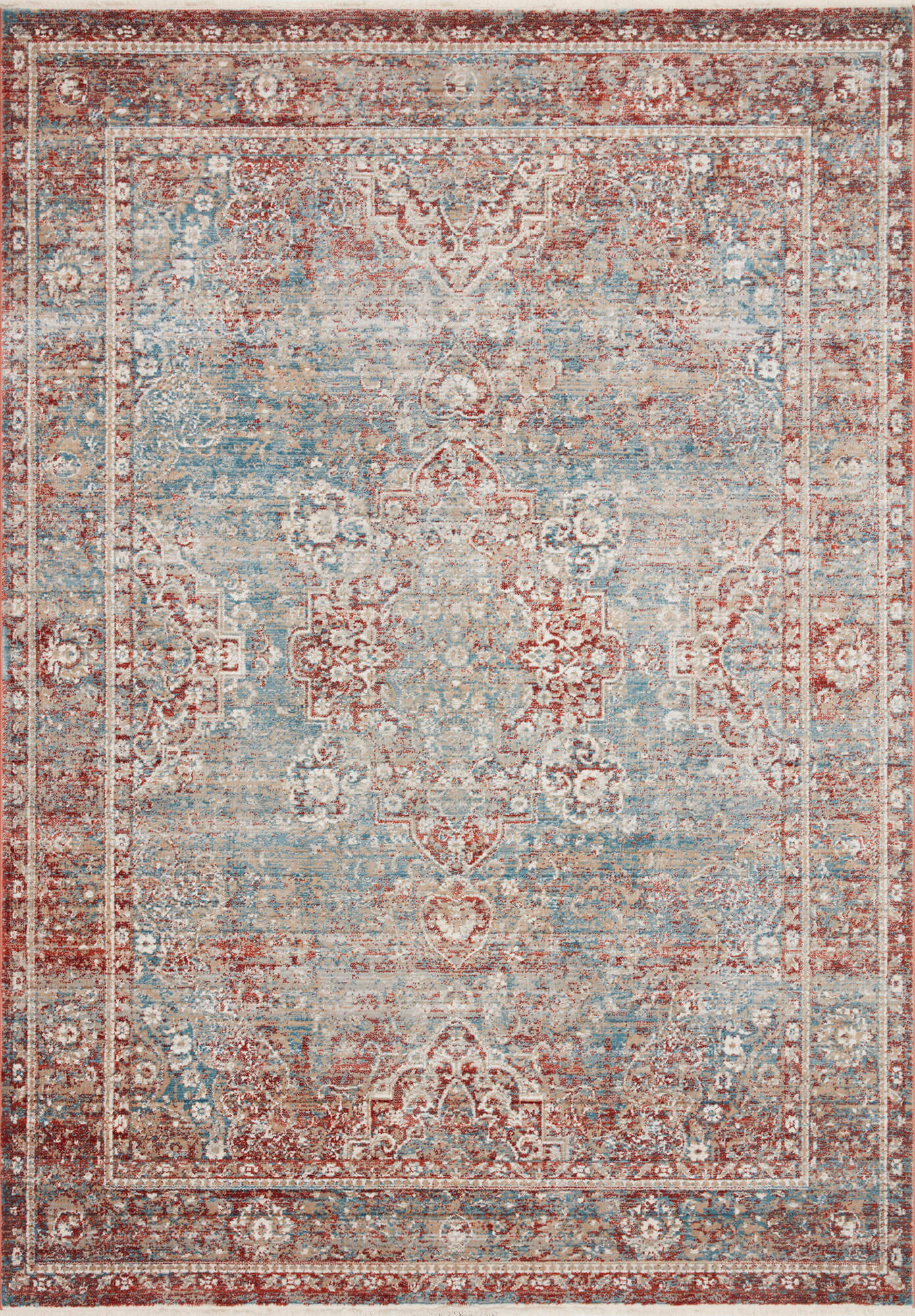 Magnolia Home By Joanna Gaines x Loloi Elise Rug - Sky & Red