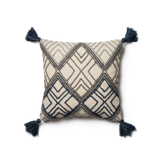 Magnolia Home By Joanna Gaines x Loloi Throw Pillow - Blue & Ivory