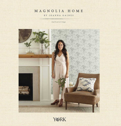 Magnolia Home Woodblock Print Wallpaper - Gray