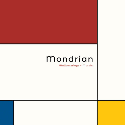 Mondrian De Stijl Geometric Wallpaper - Teal & Gray