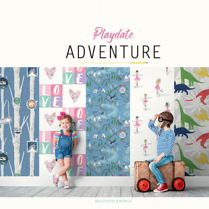 Seabrook Playdate Adventure Tiny Dancers Wallpaper - Green & White