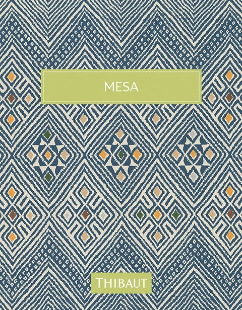 Thibaut Mesa Moab Weave Grasscloth Wallpaper - Navy Blue