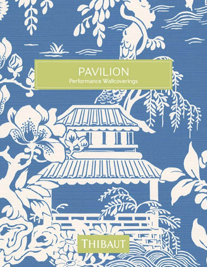 Thibaut Pavilion Canvas Stripe Wallpaper - Spa Blue & Beige