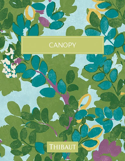 Thibaut Canopy Central Park Wallpaper - Navy & Pink