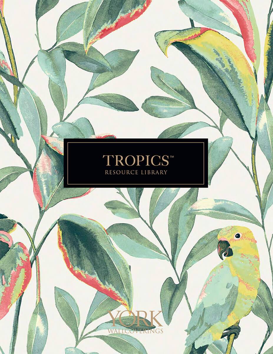 Tropics Resource Library Tropical Toss Wallpaper - Aqua & Yellow