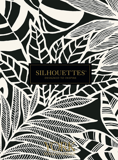 Silhouettes Palm Thatch Wallpaper - Navy Blue