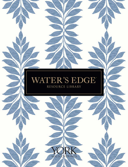 Waters Edge Resource Library Painted Herringbone Wallpaper - Navy